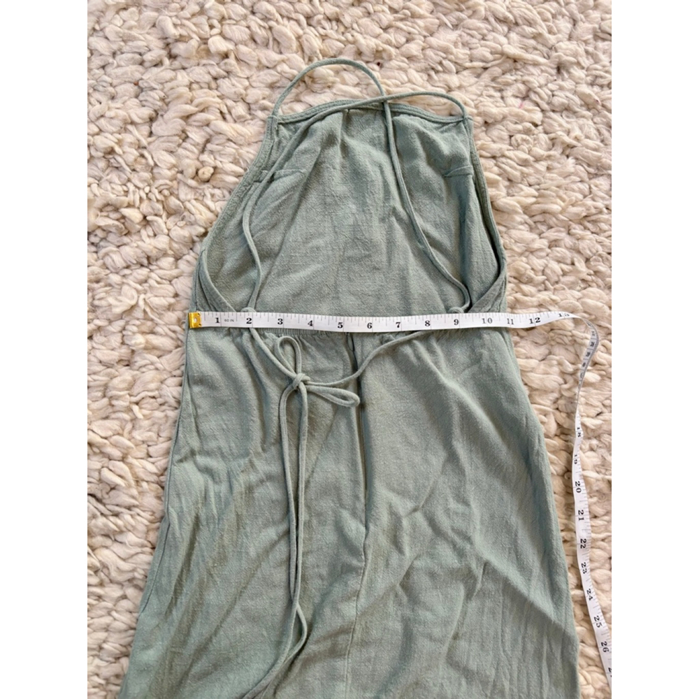 Women's Princess Polly Sage Green Mini Dress US 0 Backless Linen Blend - Picture 6 of 11